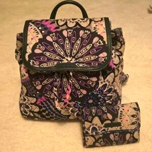 Vera Bradley Mandala Pattern Backpack in Purple and Pink